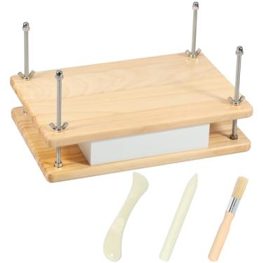 Imagem de Prensa de livros para encadernação de livros de madeira de bambu, kit multifuncional de prensa de flores, kit prensado para encadernação de livros, para escritório, escola, casa, faça você mesmo