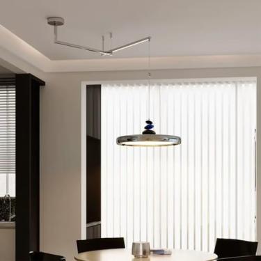 Imagem de Luminária pendente LED para mesa de jantar, com braço giratório e intensidade regulável. Luminária pendente moderna com controle remoto e altura ajustável para corredor, ilha de cozinha, sal