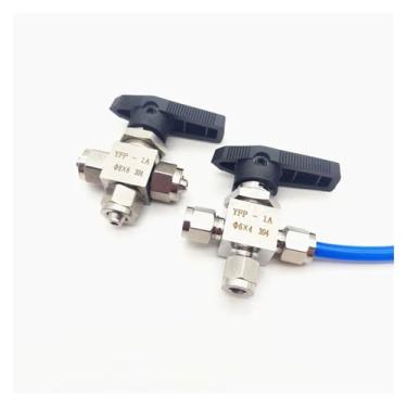 Imagem de ROUPWKWO 1 peça de aço inoxidável 304 parafuso rápido válvula de esfera de 3 vias imitação de válvula de painel americano mangueira de poliuretano traquéia tipo L válvula de comutação de três vias