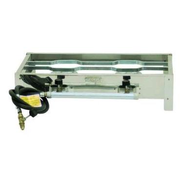 Imagem de Fogão Fogareiro Inox 48x28 Cm Alta Pressão 2 Bocas Chama Alta Camping 