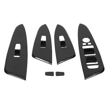 Imagem de Acouto Capa de Janela de Carbono 6 Peças, Painel de Controle de Janela de Porta, Decoração de Vidro, Adesivo de Substituição Hev Nq5, Interruptores Internos