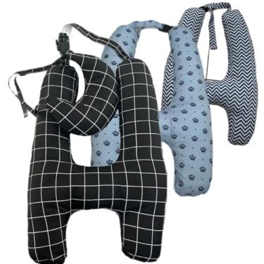 Imagem de Travesseiro de Viagem em Formato H com Almofada de Pescoço – Fibra Siliconada – Infantil e Adulto(CORES MISTA ALEATÓRIA MENINOS)