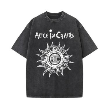 Imagem de Camiseta Vintage Masculina Da Banda De Rock Alice in Chains Y2K Lavada
