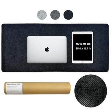 Imagem de Tapete de mesa de feltro grande, tapete de mesa de feltro de 90 x 40 cm - tapete de teclado e mouse pad antiderrapante para escritório e jogos, protetor de mesa resistente à água para computador, casa