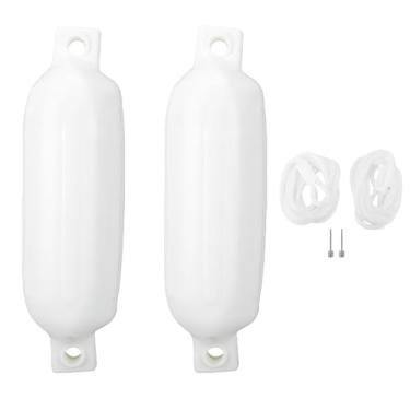 Imagem de Eujgoov Pára-choques de Barco Inflável, Pára-choques de Doca de Barco Leve Em PVC Com Cordas e Agulhas, 11x40cm Marinho Portátil para Iates, Veleiros, Caiaques, Pesca (Branco)