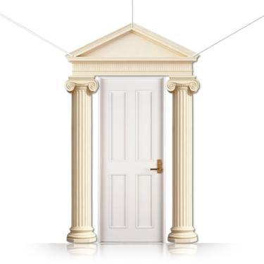 Imagem de CUTHOLLOW 3 peças de decoração de coluna romana banner de sinal de varanda, padrão romano, decorações de festa, faixa de porta suspensa para pano de fundo de foto, suprimentos de festa de aniversário