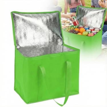 Imagem de Bolsa térmica para entrega de alimentos – Sacola térmica reutilizável com zíper superior, bolsa térmica à prova de vazamento para DoorDash, compras de supermercado, viagem e piqueniques (2 tamanhos