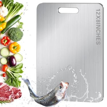 Imagem de BLOCE Tábua de corte de titânio, tábuas de corte de titânio 100% puro para cozinha, tábua de cortar dupla face antiaderente para carne, queijo, vegetais