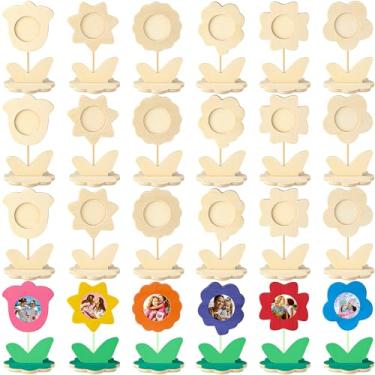 Imagem de Lineshading 24 peças de artesanato para o Dia das Mães para crianças, porta-retratos do Dia das Mães, artesanato, faça você mesmo, flores de madeira, para o Dia das Mães, com 6 estilos, artesanato do