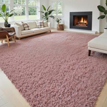 Imagem de Tapetes de área 25,5 x 35,5 cm, sala de estar, tapete felpudo macio, tapete de cabeceira, tapetes grandes para quarto, crianças, meninas, meninos, decoração de casa, antiderrapante (25 x 35, blush)