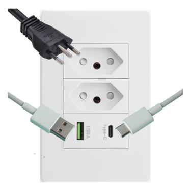 Imagem de Tomada Parede Dupla Usb-C - Praticidade E Segurança