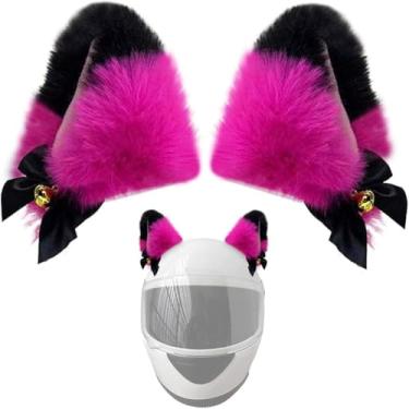 Imagem de Acessórios de capacete de esqui, orelhas de gato para capacete, orelhas de pelúcia, acessório de capacete adesivo para bicicleta, motocicleta, superfícies lisas, capacetes, decoração (capacete não