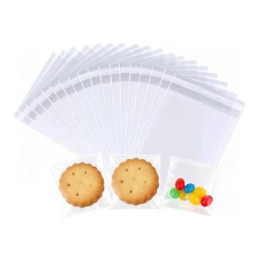 Imagem de Sacos de embrulho de celofane de plástico transparente de 5 cm x 5 cm, 100 sacos pequenos autovedantes para presentes, lembrancinhas de festa, autoadesivos, seláveis