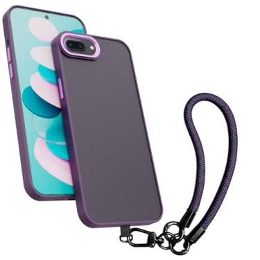 Imagem de Capa Protetora para Celular Space Compatível Apple iPhone 7/8 PLUS Com Cordão de Pulso Luxo Fosca Slim [ROXO DARK]