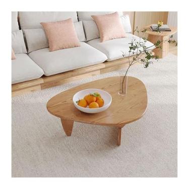 Imagem de Mesa de centro simples pequena e moderna, mesa de centro rústica para casa de fazenda, mesa lateral de meados do século, mesa central de destaque retrô para sala de estar, fácil montagem de móveis