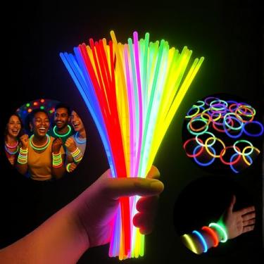Imagem de Kit 50 Pulseiras Neon Sortidas Glow Brilha no Escuro Festa Aniversário Evento Rave Balada
