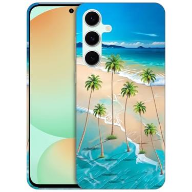 Imagem de GlamCase - Capa de suporte estampada com palmeiras de praia para S24FE5G branca