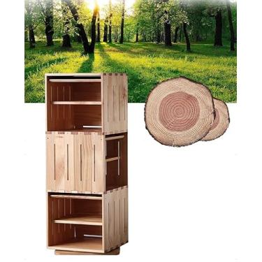 Imagem de Organizador giratório de armazenamento de sapatos de 1 a 6 níveis, organizador de armazenamento de sapatos de madeira para armário, apartamento e corredor com portas dobráveis e prateleira ajustável