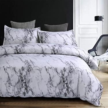 Imagem de Conjunto de capa de edredom com estampa de mármore, conjuntos de cama quentes de microfibra com laços de zíper, capa de edredom abstrata macia e leve para quarto - preto 150 x 200 cm (59 x 79