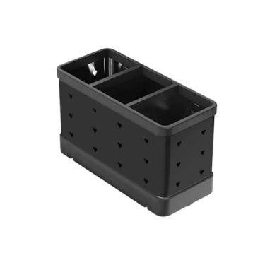 Imagem de x3anggyt5 Suporte de utensílios de cozinha armazenamento de talheres de aço inoxidável suporte de talheres escorredor com 3 compartimentos economizar espaço suporte de utensílios de cozinha (preto)
