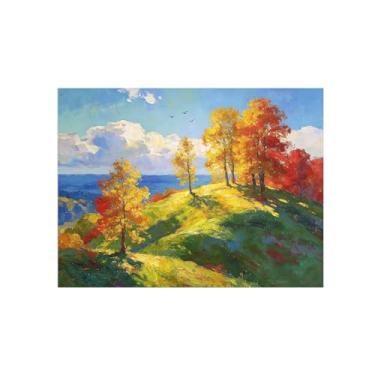 Imagem de Impressão em tela de parede de paisagem - nuvens de outono - pintura de decoração de árvore - imagens para sala de estar 80 x 105 cm 31 x 41 pol sem moldura