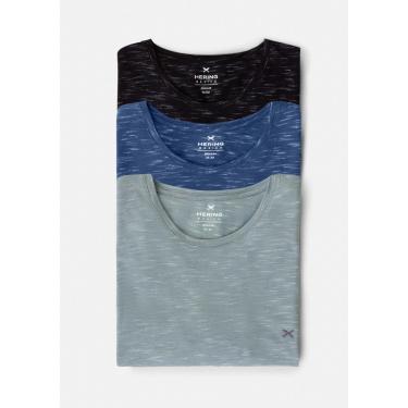 Imagem de Kit 3 Camisetas Básicas Masculinas Em Malha Jet Com Bordado-Masculino
