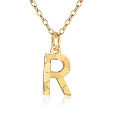 Imagem de RUOOUY Colar feminino com inicial de futebol banhado a ouro 18K, pingente de letra A-Z, joia de futebol, acessórios esportivos, presente de Natal para namorada, filha, Aço inoxidável, Sem Pedra