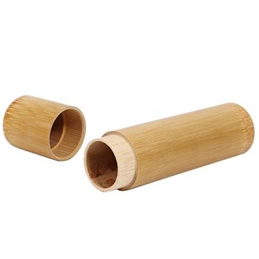Imagem de 1 Peça Jarra de Chá Bambu Natural Portátil Redonda Artesanal com Tampa recipiente para armazenamento e porta-jarra ecológico grãos café nozes especiar