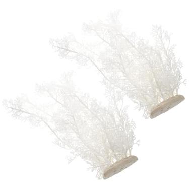 Imagem de Didiseaon 2 peças de plantas de plástico para aquário de peixes Betta para decorações de aquário pequenas plantas aquáticas acessórios de tanque de água doce branco