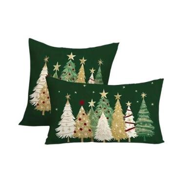 Imagem de Capa De Almofada Decorativa Com Floco De Neve Para Árvore De Natal Par