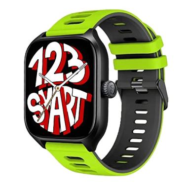 Imagem de 123Smart – Pulseira de Silicone Esportiva e Camuflada para GTS4 / GTS 4 Mini/GTS 2 / GTS 2 Mini/GTS 3 – Conforto e Durabilidade – Cor Verde Limão com Preto