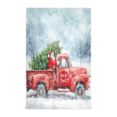 Imagem de xigua Conjunto de 1 panos de prato de cozinha de caminhão vermelho antigo em aquarela, toalhas de cozinha macias e altamente absorventes de secagem rápida para limpeza de pratos e limpeza manual, 71 x