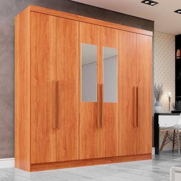 Imagem de Guarda-Roupa Casal 6 Portas com Espelho 2 Gavetas Recife Salleto Moveis