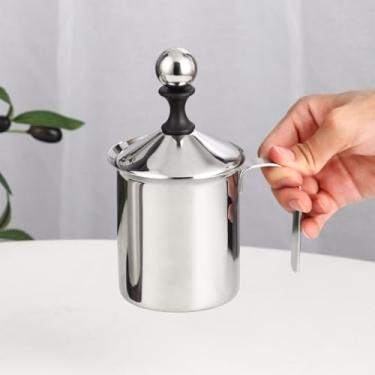 Imagem de Espumador de leite manual de aço inoxidável – malha de filtro duplo para espuma cremosa, alça durável para vaporizador de leite para café e bebidas