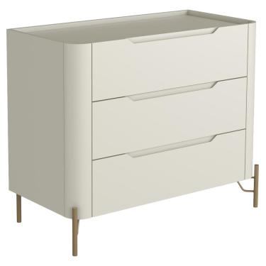 Imagem de Cômoda Para Quarto Closet Orgânica 3 Gavetas Pés Industrial Dourado Bliss I03 Luna - Lyam Decor