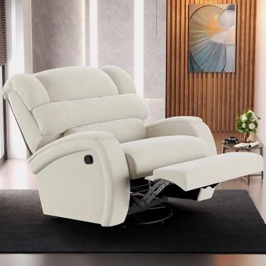 Imagem de Poltrona do Papai Sala de Cinema Reclinável Kylie Glider Manual Giratória USB Veludo Bege G23
