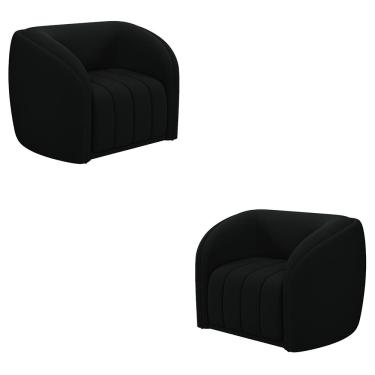 Imagem de Kit 2 Poltronas Decorativas Sala de Estar Adam Veludo Preto G45 - Gran Belo