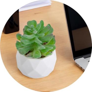 Imagem de Mini plantas suculentas artificiais, pequenas falsas falsas em vasos geométricos, planta falsa decorativa para jardim, escritório, festa, verde, A