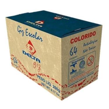 Imagem de Giz Escolar Colorido Com 64 Unidades Antialérgico Delta