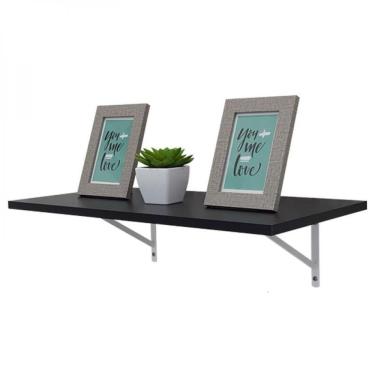 Imagem de Prateleira 80 X 30cm Preta Com Mão Francesa