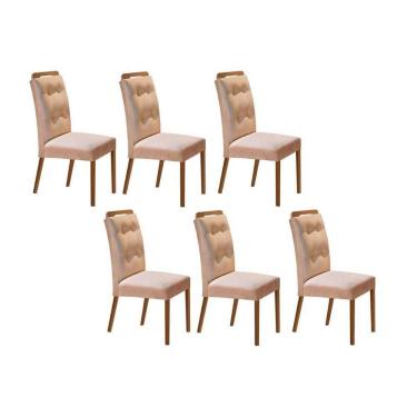 Imagem de Kit 4 Cadeiras De Cozinha Imperatriz 6 Un Capuccino Linho Bege Turim Rufato