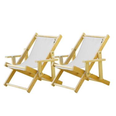 Imagem de Infantil Kit 2 Cadeira Espreguiçadeira Dobrável-branco