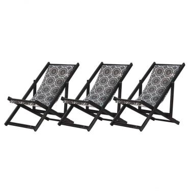Imagem de Kit 3 Espreguiçadeiras Dobrável Black Sb-mandala