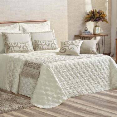 Imagem de Kit Cobre Leito Turin Casal Queen 5 Peças 100% Poliéster - Marfim - VI