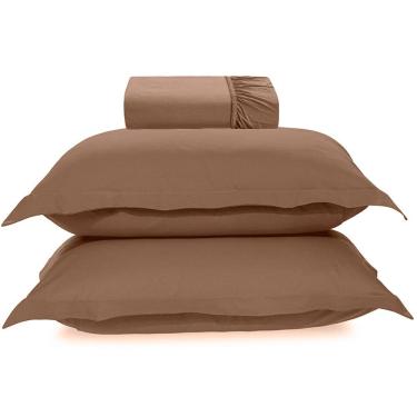 Imagem de Jogo de Cama Karsten Tom 200 Fios 3 Peças Queen Marrom