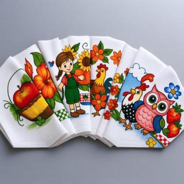 Imagem de Pano De Prato Estampado Kit 5 Peças Pano De Copa Cozinha - Babilar