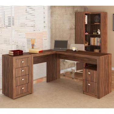 Imagem de Conjunto Escritorio Completo 03 Peças Cj14 Nogal Nogal - TECNO MOBILI