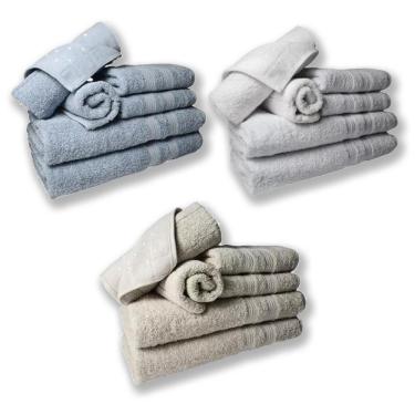 Imagem de Jogo De Toalhas 6 Banhos 6 Rostos 6 Pisos Grande Grossa Az+bg+br