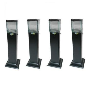 Imagem de Kit 4 Poste Jardim Quadrado 50Cm Balizador Preto Casa Sitio - NYLUX