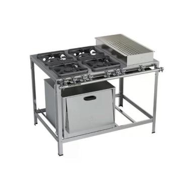 Imagem de Fogão Industrial 4 Bocas 30x30 Inox B.Maria Forno Top Metalmaq